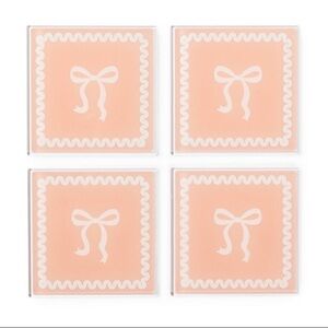 3 for $15 SALE Target Bullseye Coquette Pink & White Bow Coasters, New, 4 pack